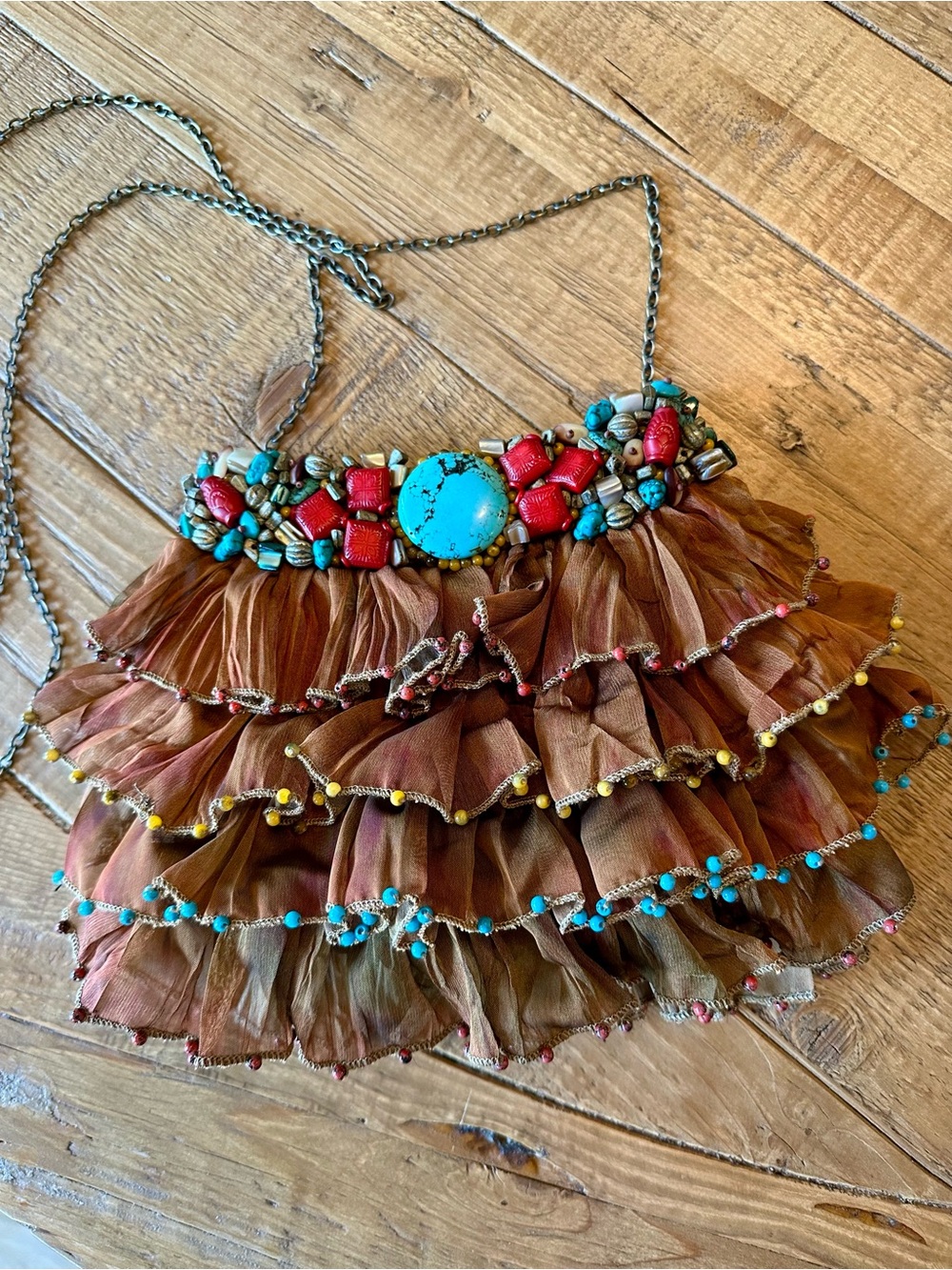 Mary Frances Retired Rock My Soul Beaded Ruffle Bag